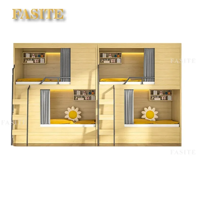 For Space Capsule Bed Student Dormitory High Low Bunk Bed Hostel Staff Apartment Compact Design Durable Metal Frame