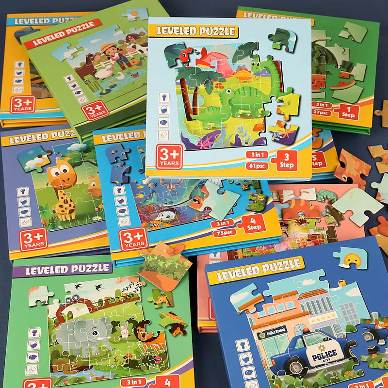 หนังสือปริศนาแม่เหล็กพับได้แบบมอนเตสซอรี่สำหรับเด็กชายและเด็กหญิง ปริศนาสัตว์สำหรับการเดินทาง หนังสือปริศนาไม้แม่เหล็ก ตัวต่อจิ๊กซอว์ ของเล่นเสริมพัฒนาการ 3 4 5 ปี