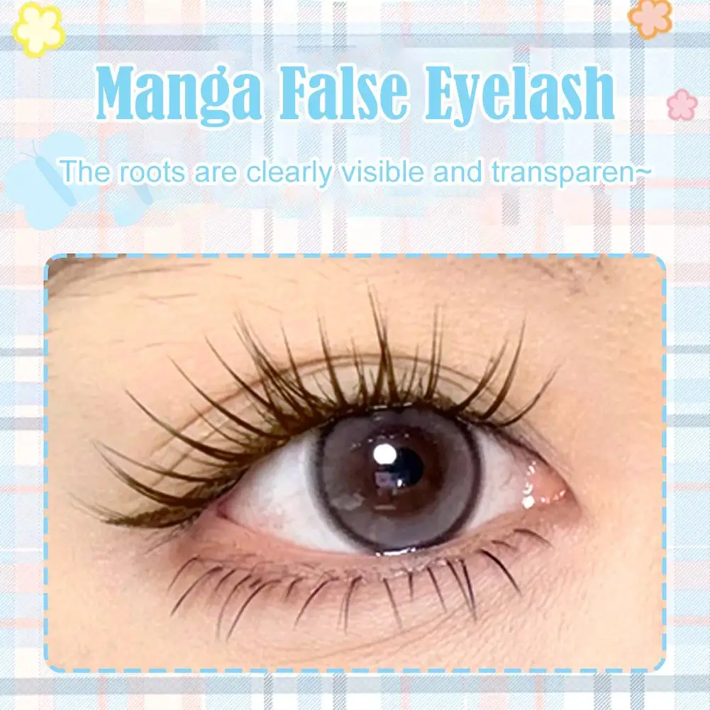 10列の接着剤不要まつげ ブラウン マンガスタイル - セクション化されたつけまつげ ナチュラルでキュートな外観、簡単に貼れます