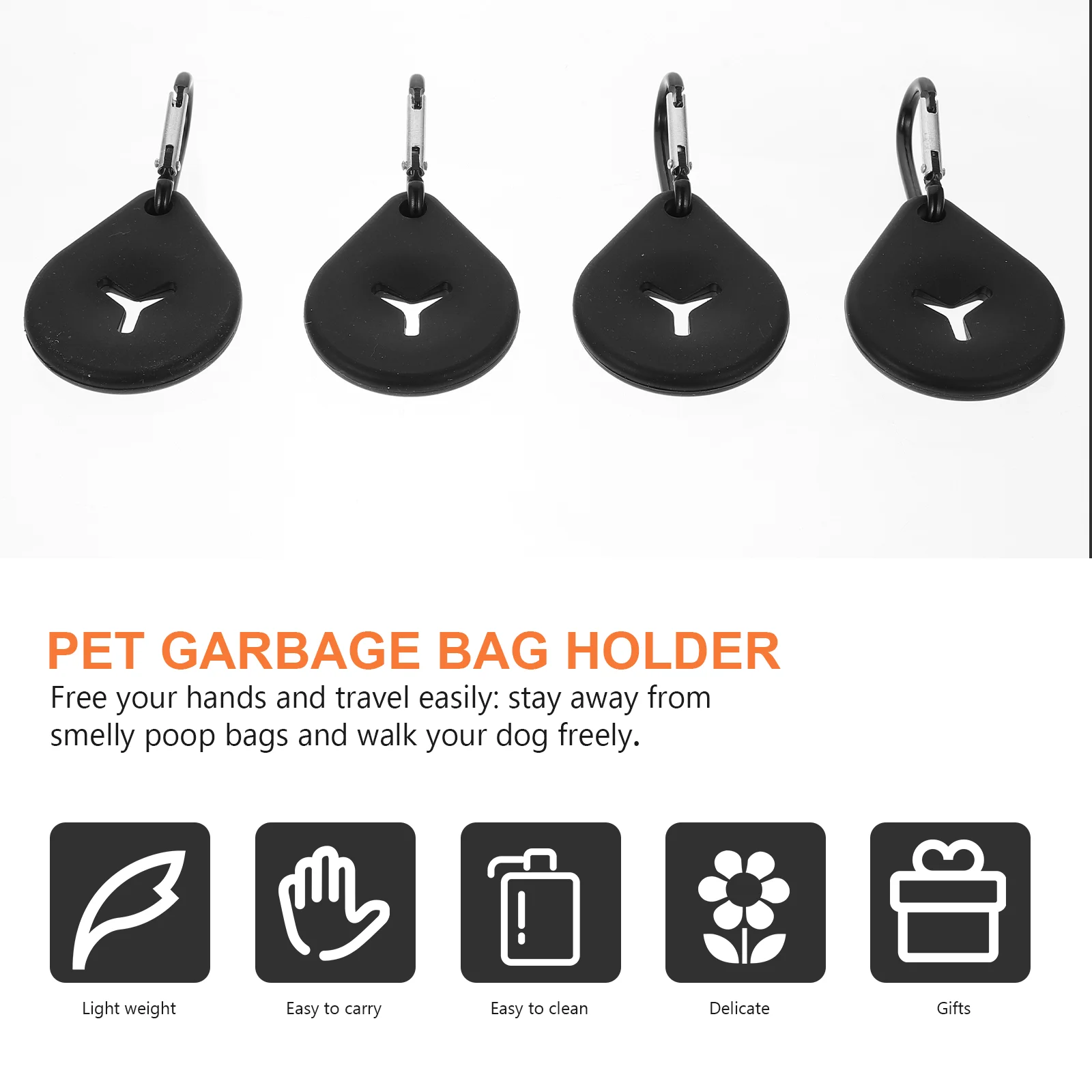 4 Pcs Outdoor Accessories Dog Poop Bag Hook Trash Bags Pets Hands-Free Knot Holder Bracket