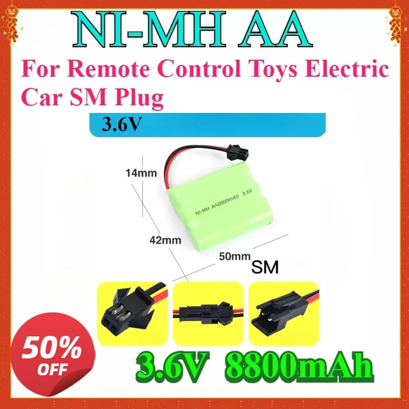

For Remote Control Toys Electric Car SM Plug New 3.6V/4.8V/6V/7.2V 8800mah NI-MH AA 8800mah Rechargeable Battery Pack