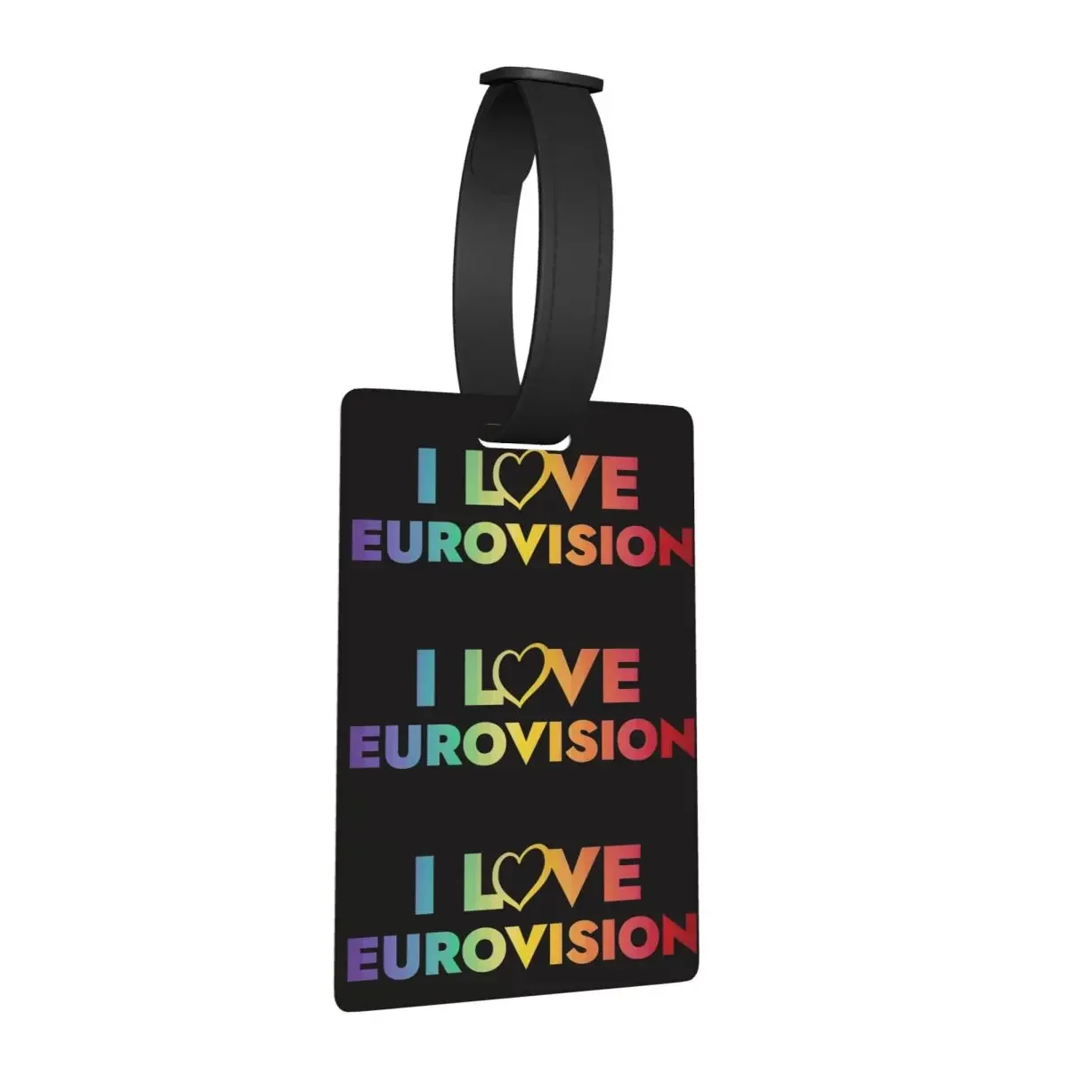 

I Love Eurovision - Rainbow Pattern Luggage Tags Suitcase Travel Portable Baggage Boarding Tag Label Holder ID Name Address
