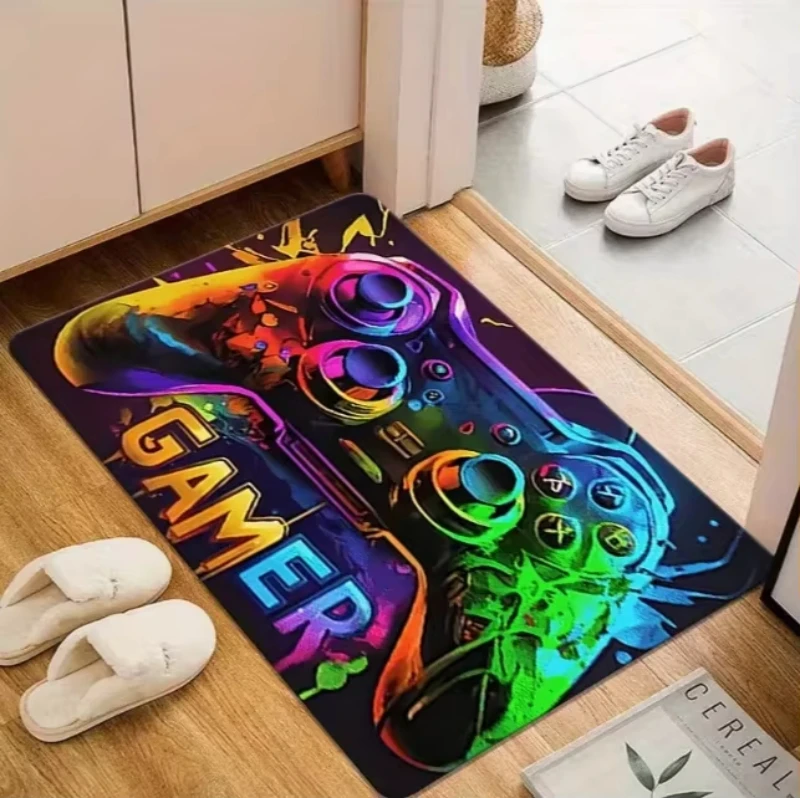 Gamer Zone Controller Design Door Mat, Machine Washable Non-Slip Rug for Home Office Dormitory Living Room Bedroom Welcome Rug