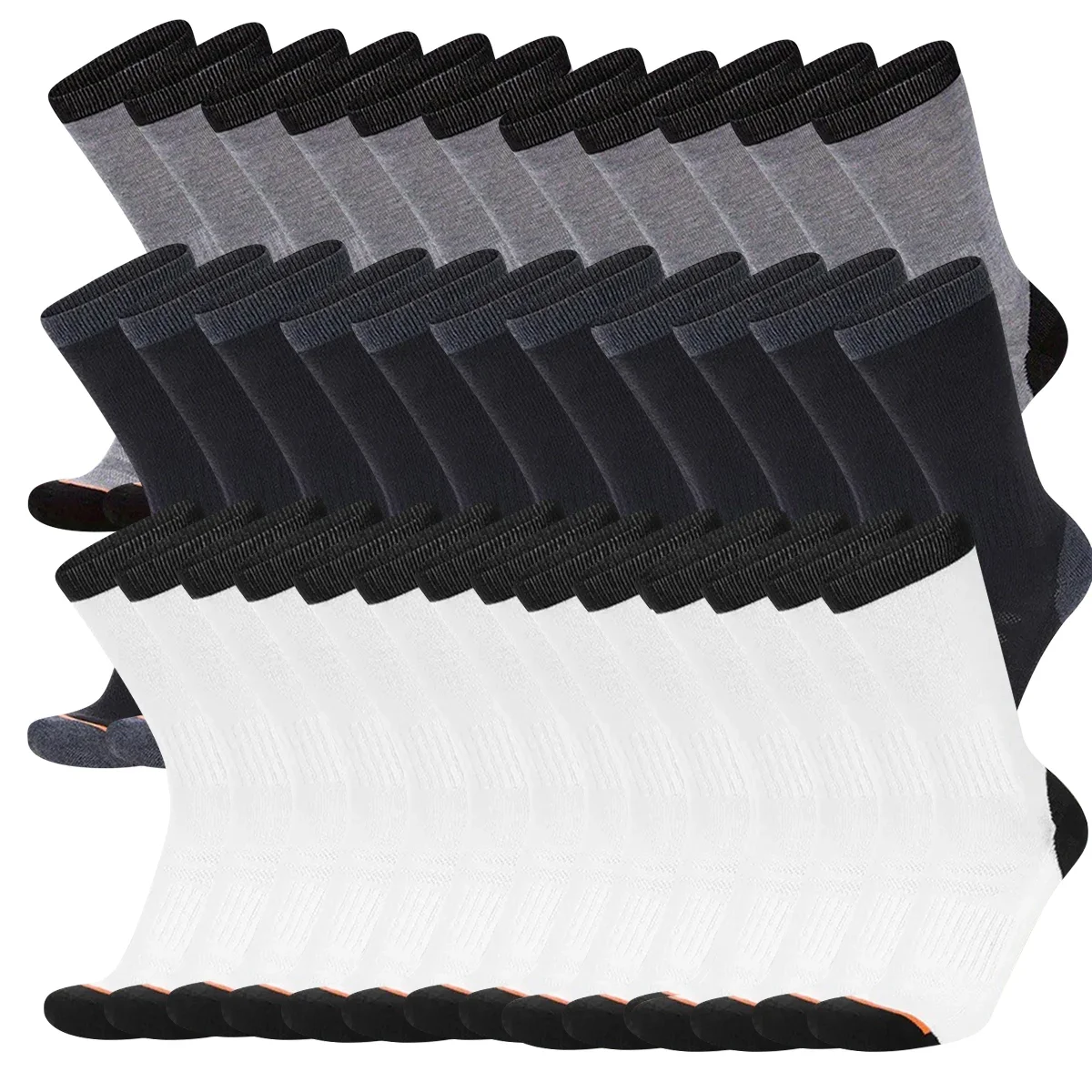 

10 пар спортивных носков, мужские носки для бега с буфером, дышащие спортивные носки на открытом воздухе, длинные носки до середины икры, размеры 38-46