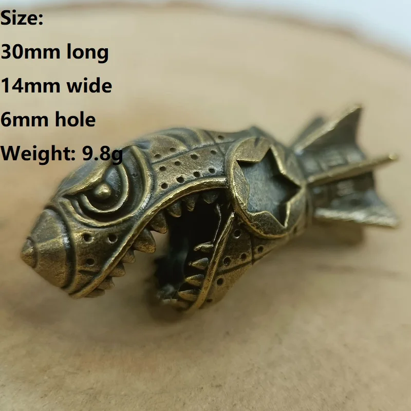 Shark Missile Brass Knife Bead Punk EDC Outdoor DIY Paracord Woven Lanyard Pendant Retro Umbrella Rope Bracelets Accessories ﻿
