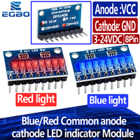 5PCS 3-24V 8 Bit Blue/Red Common anode/cathode LED indicator Breadboard starter kit Board for MCU ARM 3d printer forUNO MEGA2560