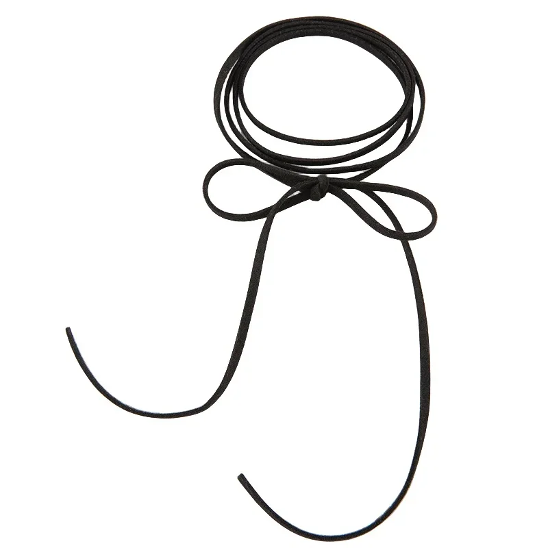 Punk Goth Black Velvet Big Bowknot Pendant Chokers Necklace for Women 145cm Weave Knotted Bow Adjustable Chain New Year Jewelry