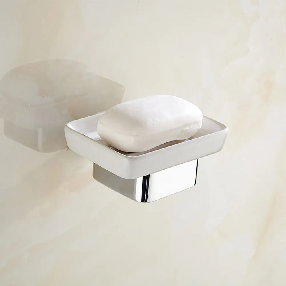 

Керамическая мыльница с подставкой из цинкового сплава, настенный держатель для мыла для ванной комнаты и туалета, экономия пространства, элегантная отделка