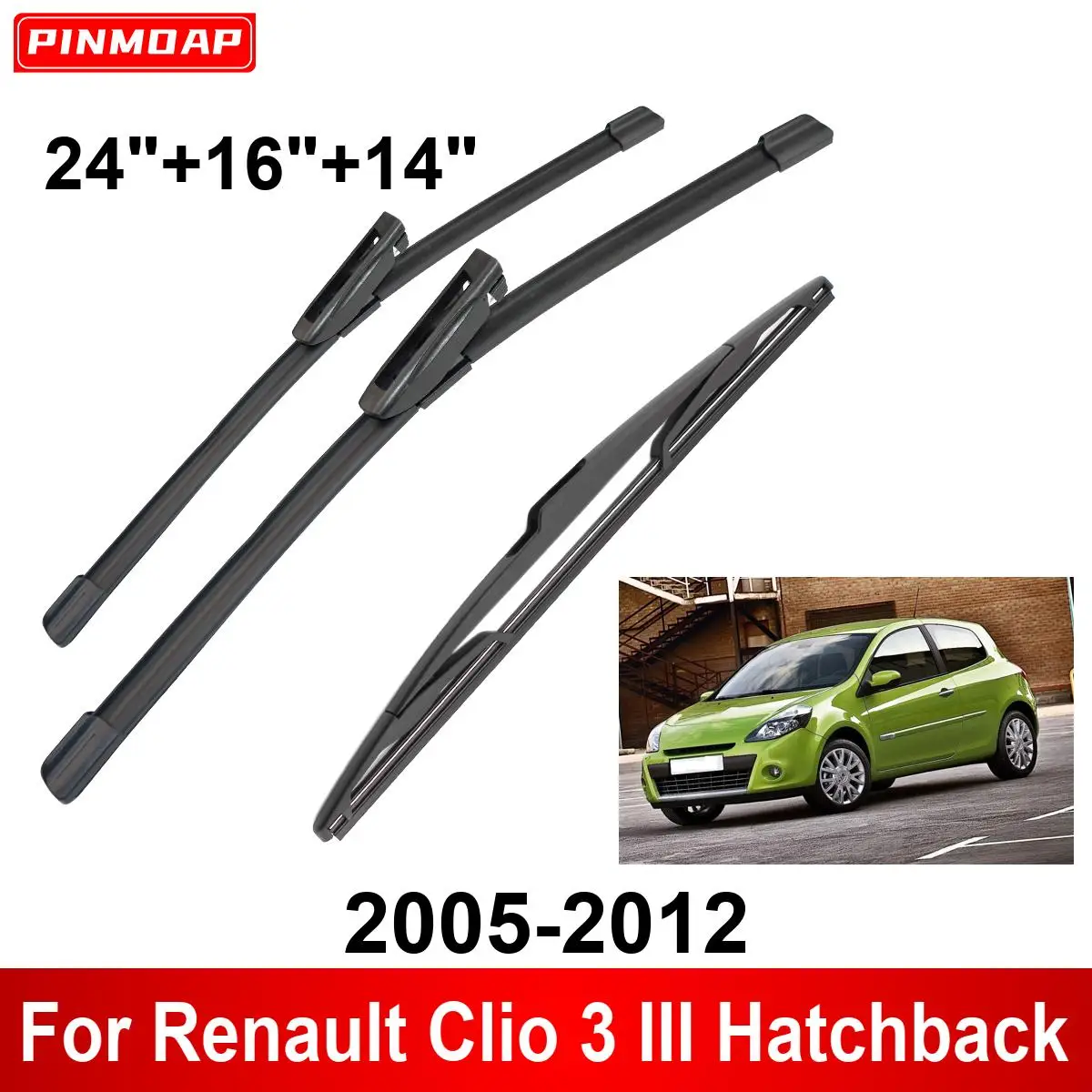 1/2/3/4/6 Uds limpiaparabrisas de coche para Renault Clio 3 III Hatchback 2005-2012 limpiaparabrisas delanteros y traseros cepillos accesorios para automóviles 2009 2011