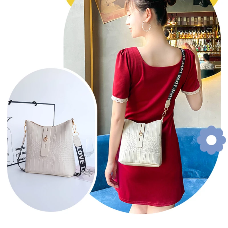 Crocodile Messenger Bags For Women Luxury High Quality Ladies Handbags Bucket Bag Pu Leather Crossbody Shoulder Bag Female