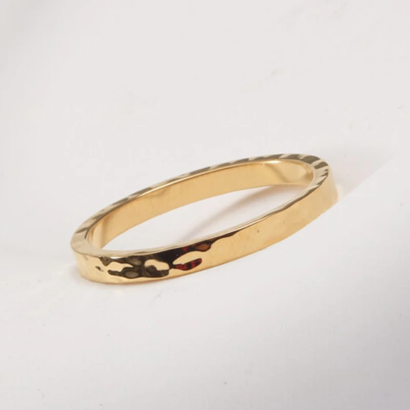 Hammer Pattern Gold Color Ring for Women Stainless Steel Ring Non Tarnish Waterproof Jewelry
