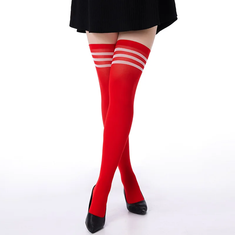 حجم كبير جوارب مخططة للنساء مثير المخملية تمتد جوارب طويلة الإناث JK نمط الإفراط في جوارب طويلة جوارب عالية جديدة 2025