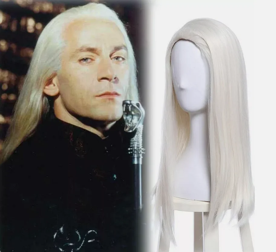 Light Blonde Lucius Malfoy Wig Long Straight Hair Wigs Cosplay Halloween Party