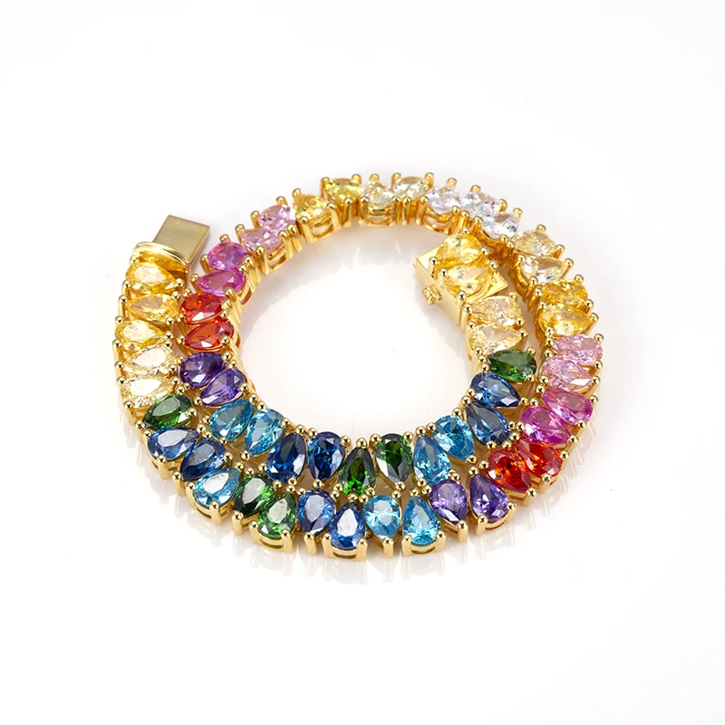 Pulsera multicolor CZ chapada en oro de 18 quilates