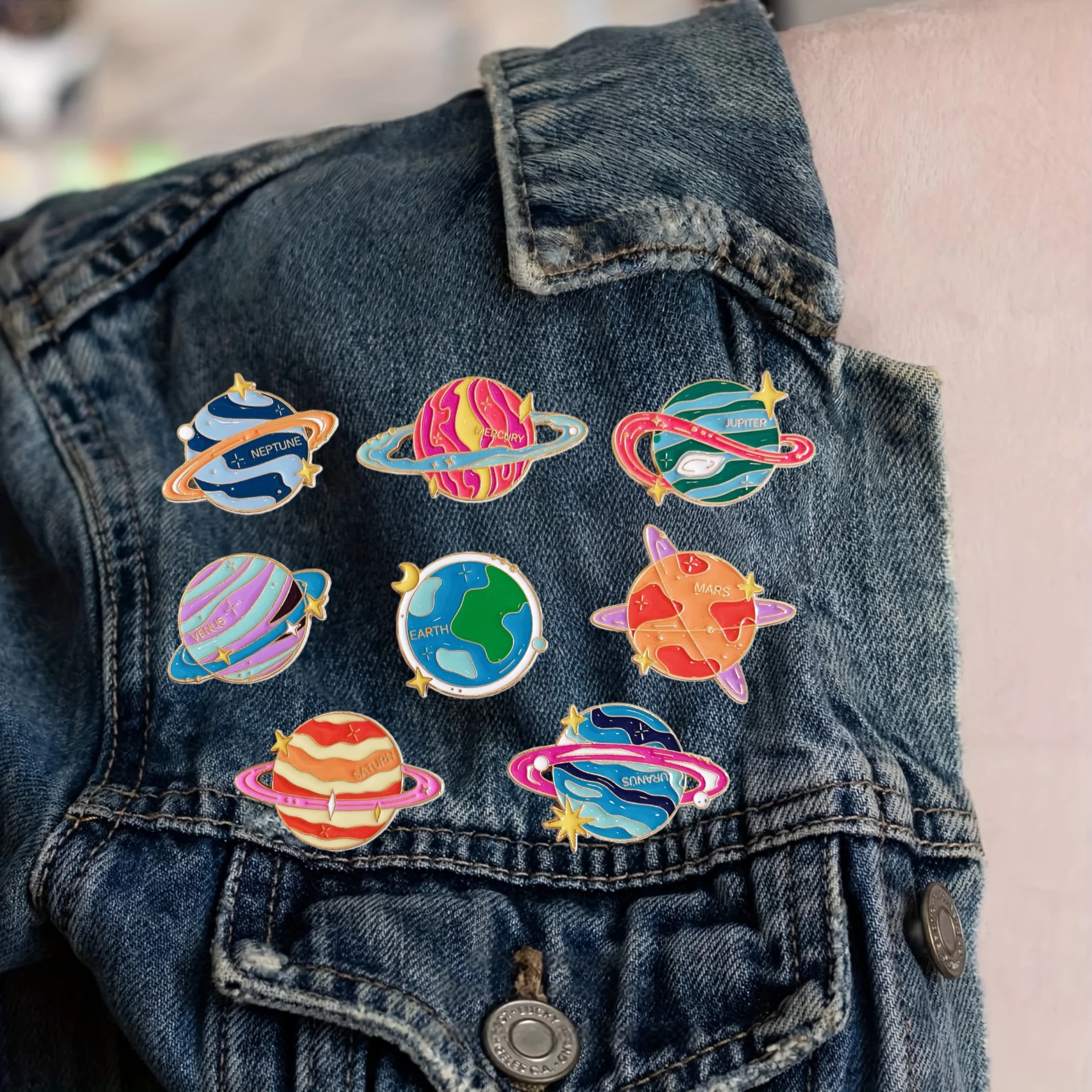 Creative Planet Enamel Pins Space Metal Badge Brooch for Jewelry Accessory Gifts for Space Lovers