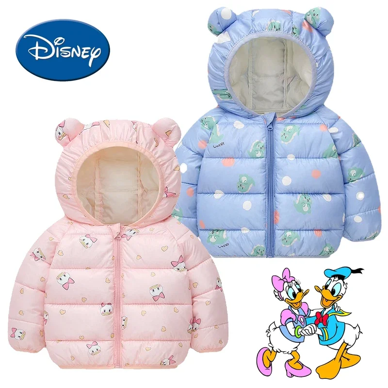 

Disney Daisy Duck Cute Cartoon Children's Down Coat Kawaii Animation Boys Girls Cotton-padded Parka Winter Warm Hooded Jacket