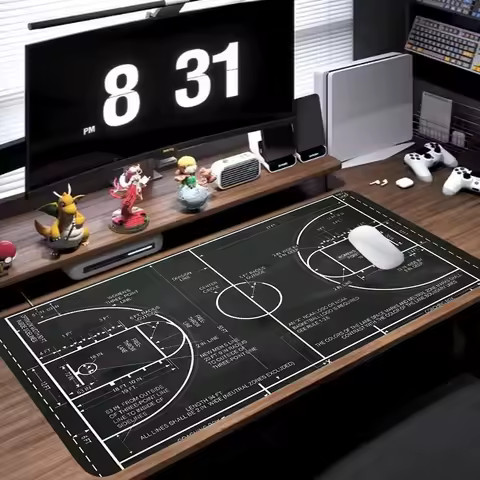 Basketball Court Mouse Pad Large Gaming Mousepad Offices Accessories Laptop Office Rubber Non-Slip Rubber Stitched Edge Deskpad