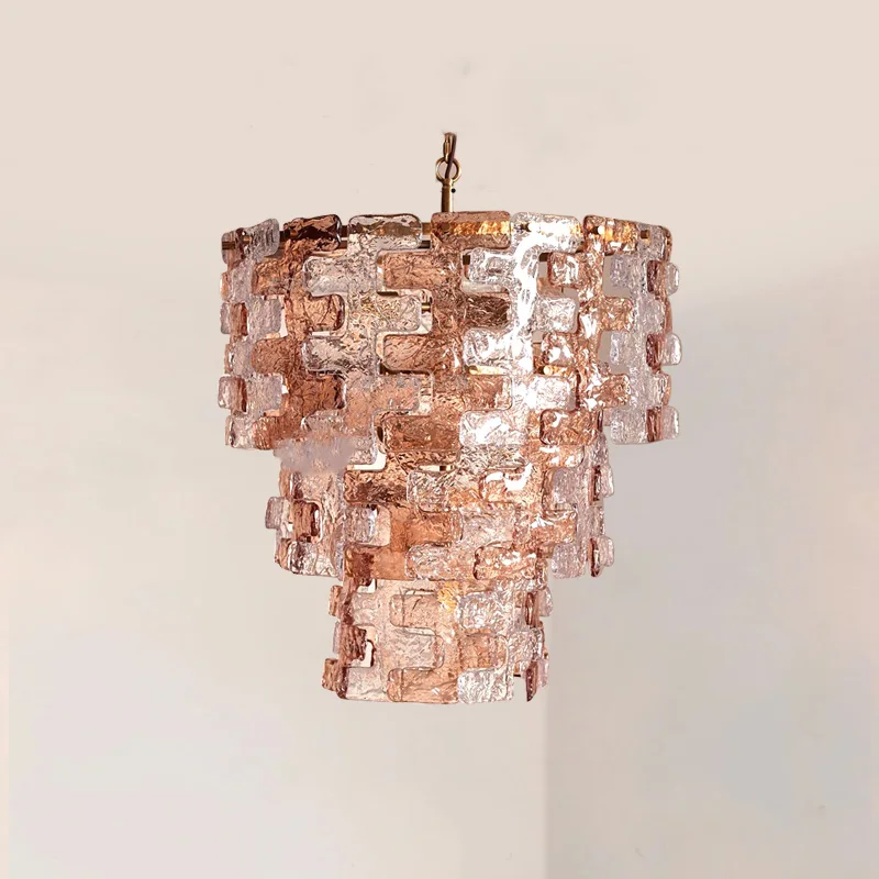 American Luxury Multi Tier Chandelier Metal Glass Brass Silvery Round Dimmable Ceilings Lustre for Living Dining Room