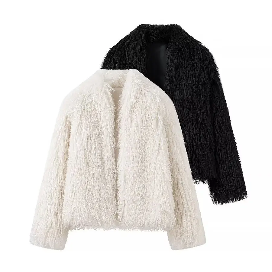 

Female Eco Fur Outwear Lady Faux Fur Coat Luxury Women Winter Imitation Fur Jacket Oversized Solid Long Hair Spliced
