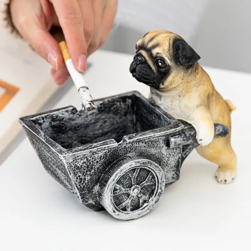 Tabletop Ashtray Creative Dog Excavator Bucket Model Ashtray Stylish Tabletop Funny Decor Indoor Patio Tobacco Accessories