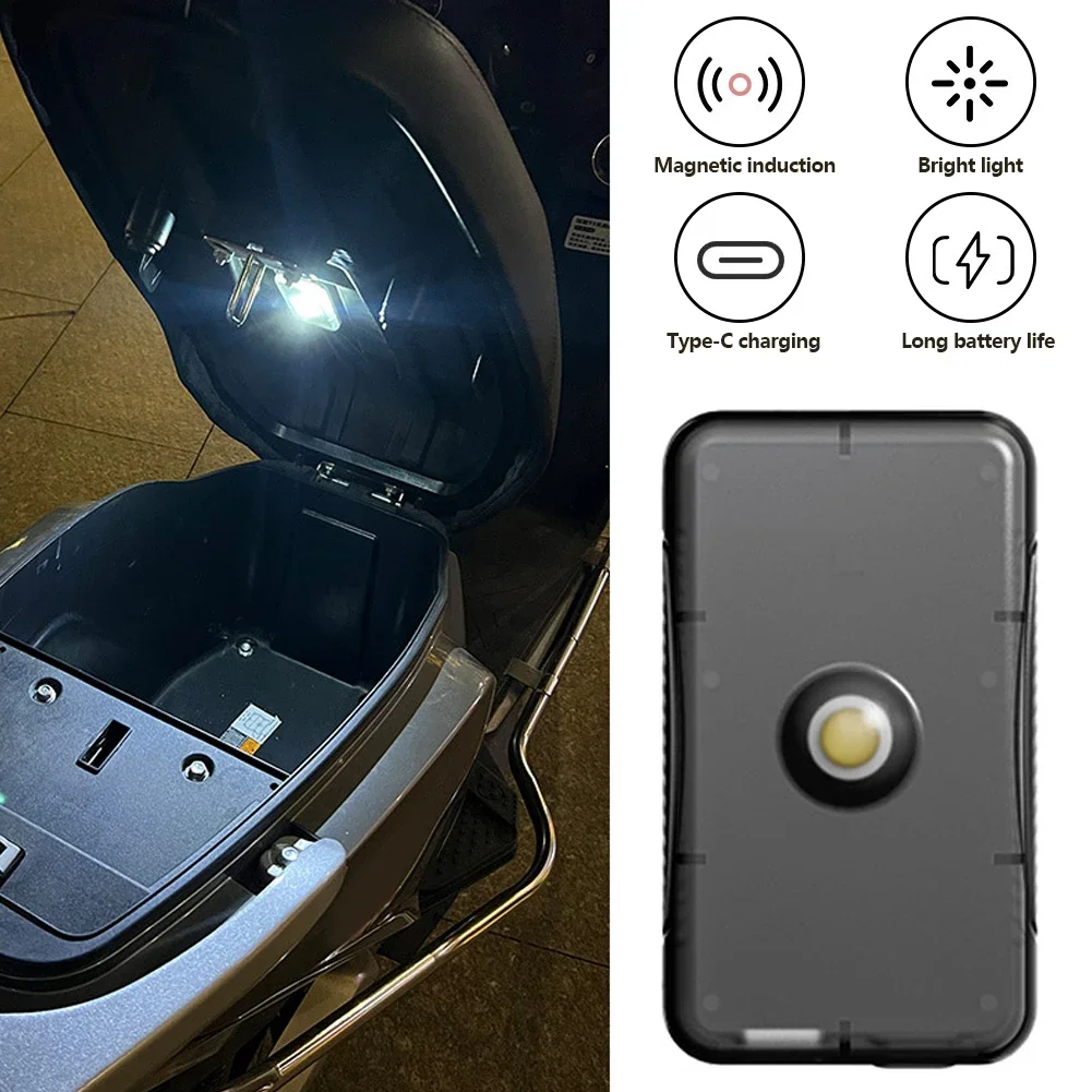 Motorcycle Box Automatic Sensor Light Rechargeable LED Tail Box Anti Collision Lamp for Outdoor Fishing Camping Night Light