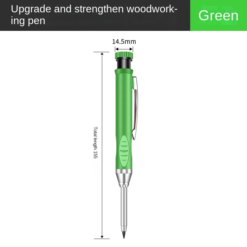 2,8 mm solide timmerman diep gat maker bouwpotloden met ingebouwde puntenslijper voor houtbewerking opstellen architect tool