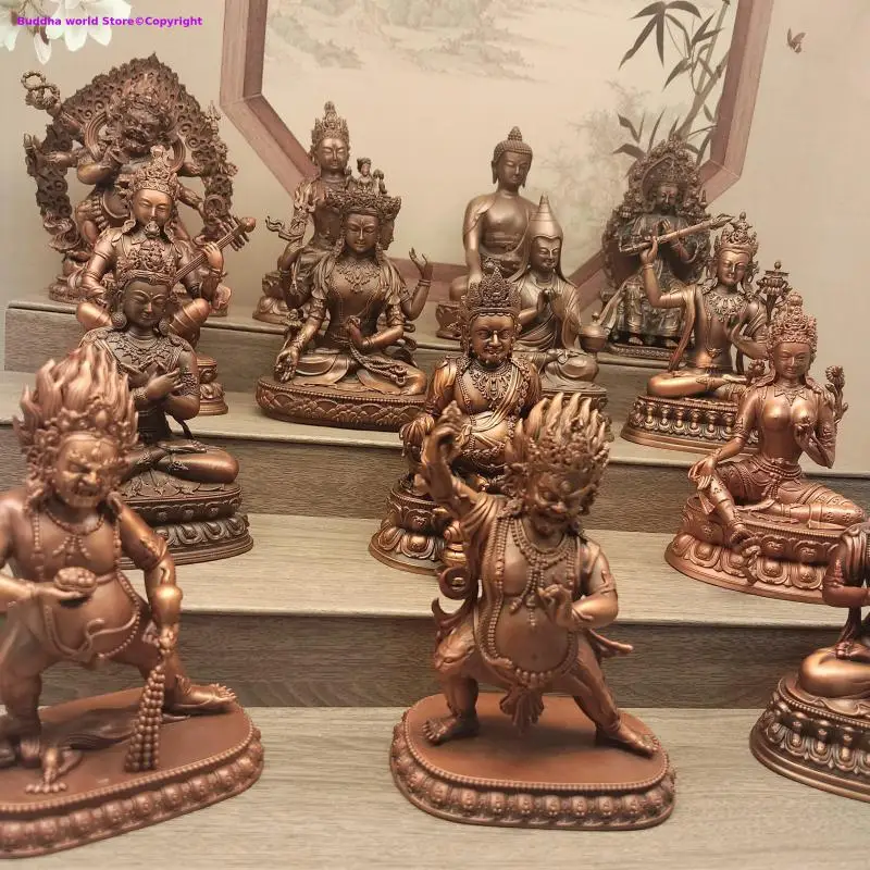 Buddhism supply Exquisite Buddha Tara Bodhisattva holy Protector copper carving Buddhist altar tibetan family monk worship 10cm