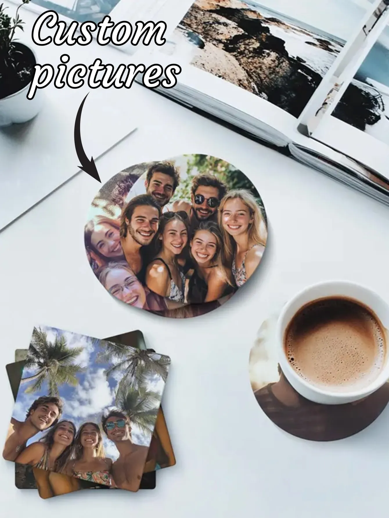 1pc Customized Personalized Photo Ceramic Coaster Ceramic Water-Absorbent Non-Slip Gift Coaster Wedding Souvenir Custom Coaster