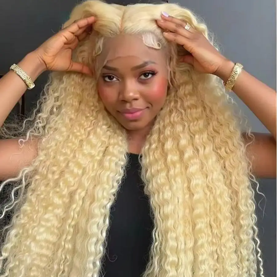 

Blonde 613 Colored Deep Wave 613 HD Lace Frontal Wig 13x6 HD Lace Front Wig Human Hair 30 Inch Curly Wigs Preplucked Glueless