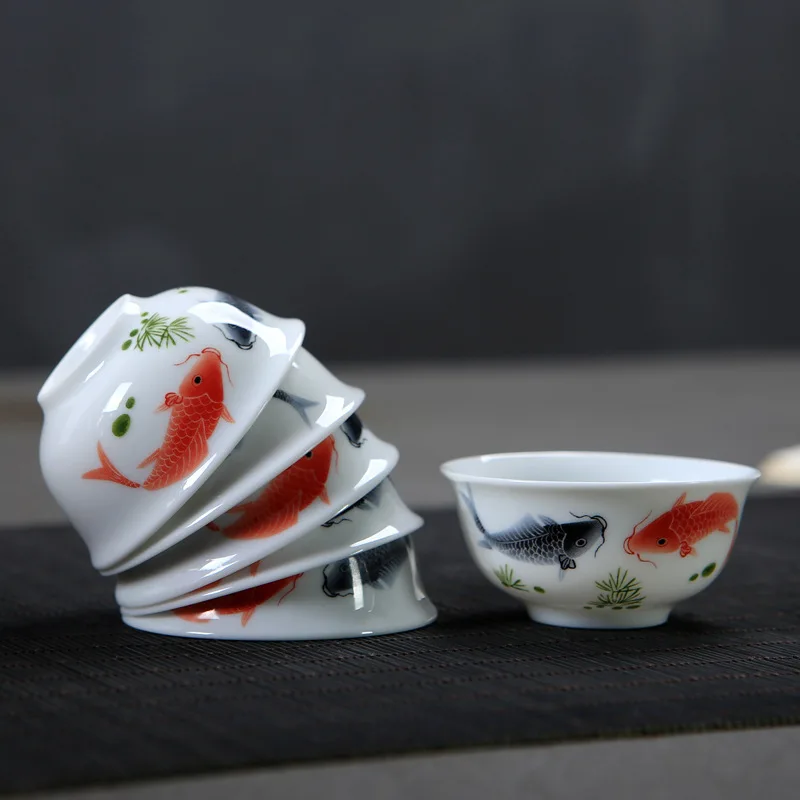 الأبيض الصقيل الأزرق والأبيض فنجان شاي السيراميك الكونغفو طقم شاي كوب ماستر كوب شاي واحد #3