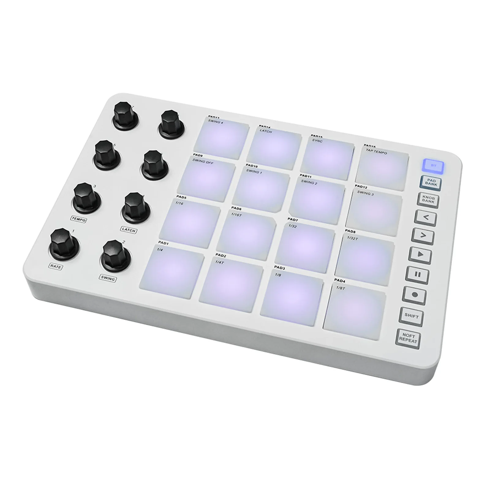 MIDI Controller Strike Pad RGB Backlight MIDI Keyboard BT Connection Low Latency 3.5mm Output Interface ith 16 Strike Pads