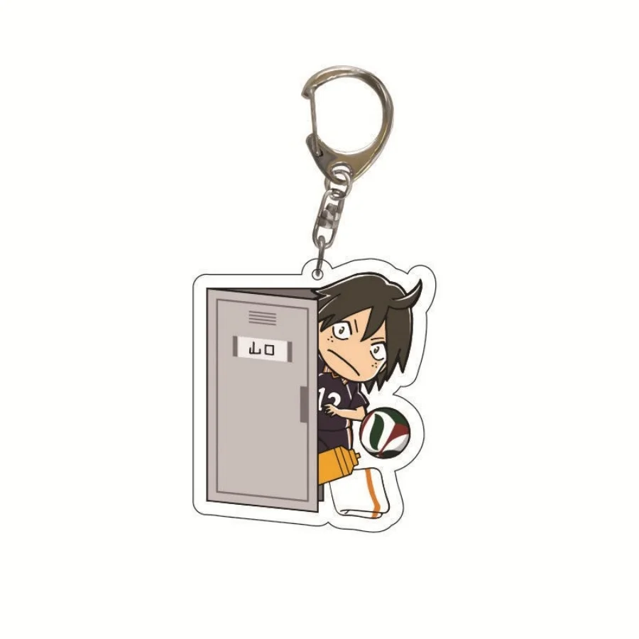 8 قطعة أنيمي Haikyuu الطرفية سلسلة مفاتيح مصنوعة من الأكريليك كاجياما توبيو هيناتا شويو حلقة رئيسية على ظهره سحر مزدوج الوجهين لمحبي