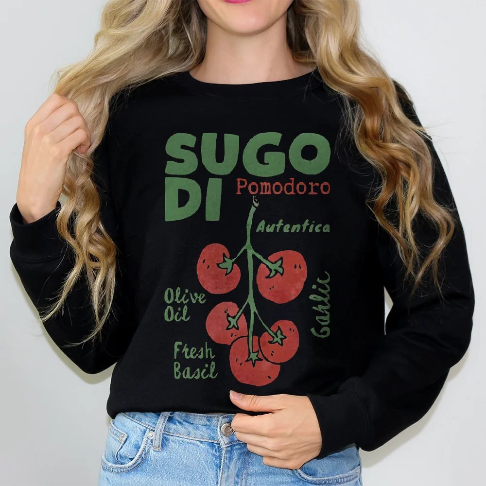 Retro Vintage Sweatshirt Graphic Hoodies Y2K Tops Casual Daily Wear Unisex  Versatile Stylish Pullover Aesthetic Pomodoro Tomato