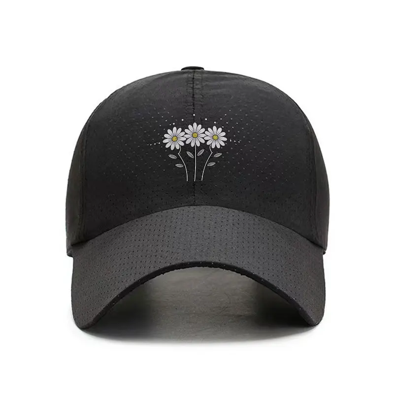 Daisy Floral Quick Dry Baseball Cap Breathable Curved Brim Outdoor Casual Hat