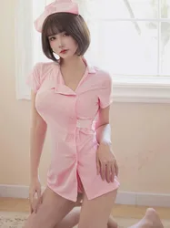 Fun Small Chest Nurse Uniform Large Size Role Playing Sexy Seductive Passionate Blouses Charm Slim Side Split Erotic Thin 75H4