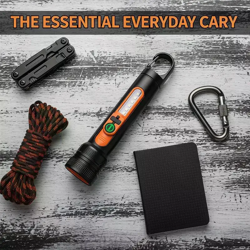 Outdoor Multi-functional Telescopic Zoom High-intensity Long-range Flashlight With Side Light Hook And Large Floodlight