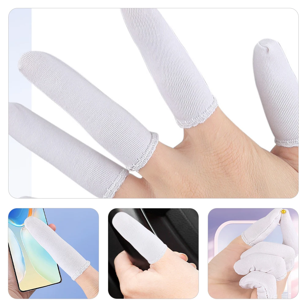 

60 Pcs Cotton Finger Cots Pure Breathable Protective Covers White 20 Packs Non Slip Wear Resistant Tips Protector