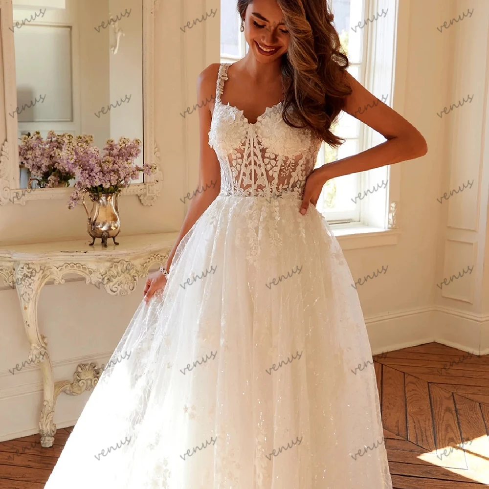

Gorgeous Wedding Dresses A Line Bridal Gowns Lace Appliques Sleeveless Backless Robes Vintage Vestidos De Novia Customized 2025
