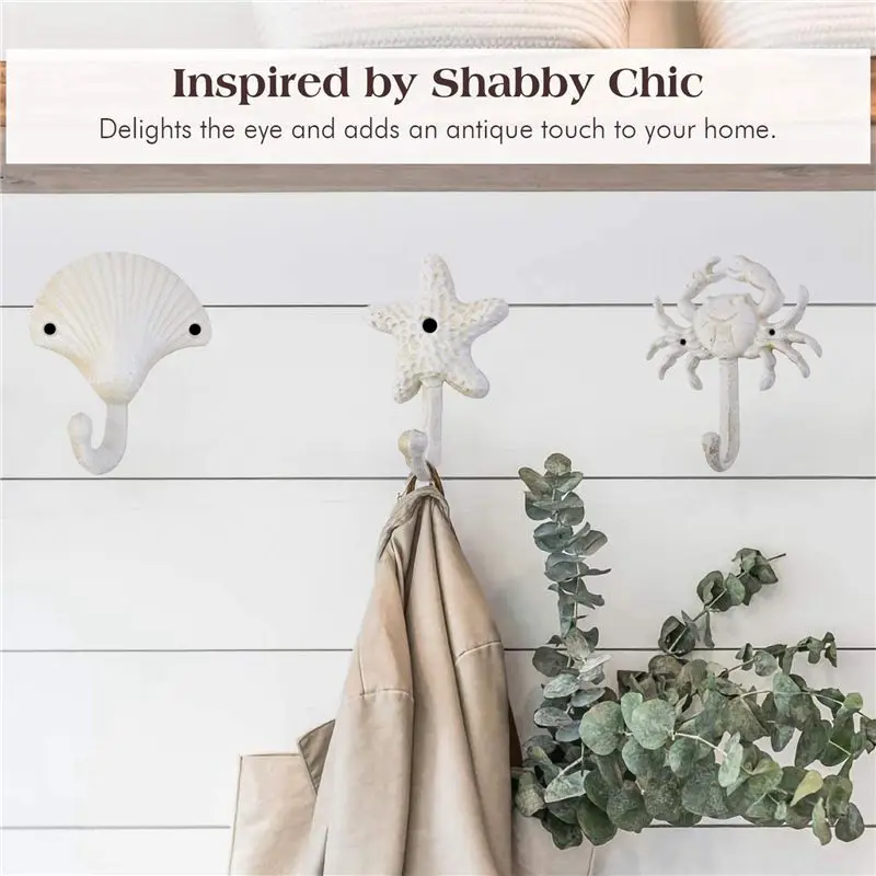 2X Starfish Cast Iron Decorative Wall Hooks Coats Aprons Hats Towels Hooks Beach Ocean Theme Chic Metal Hooks