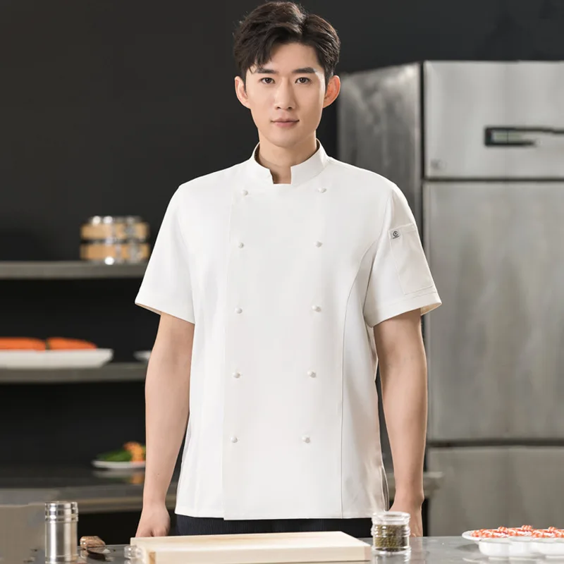 New Short-Sleeved Star Hotel High-End Club Chef Chef Uniform Executive Chef Cooking Master Chef Uniform Male