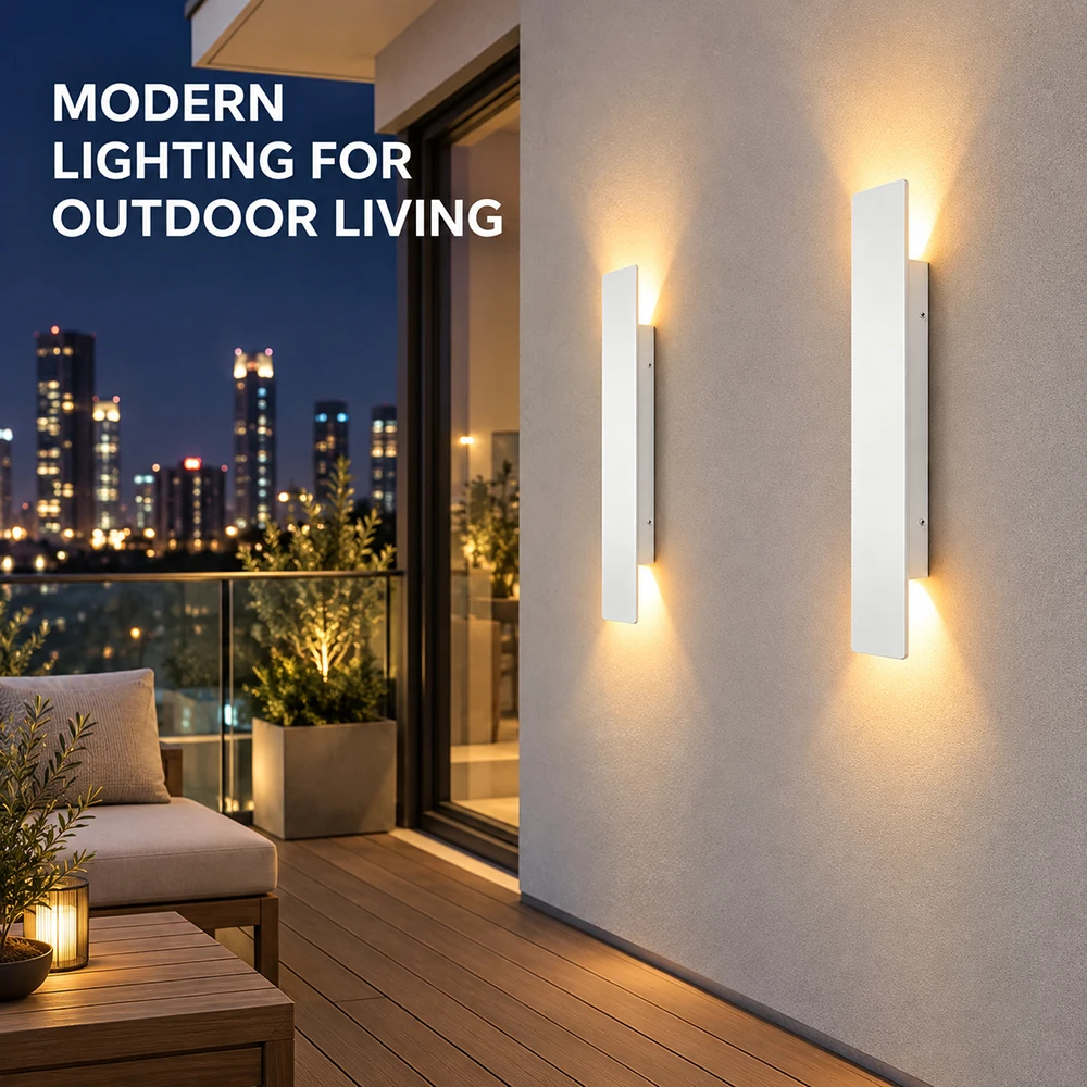 Outdoor Waterproof Wall Lamp Modern LED Lamp Black White Aluminum Up Lower Light Wall Lamps Waterproof IP65 110V 220V Fixtures