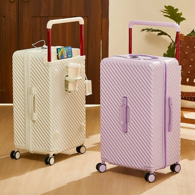 New Wide Trolley Suitcase Women\'s Large Capacity Trolley Suitcase Universal Wheel Travel Suitcase Strong and Durable