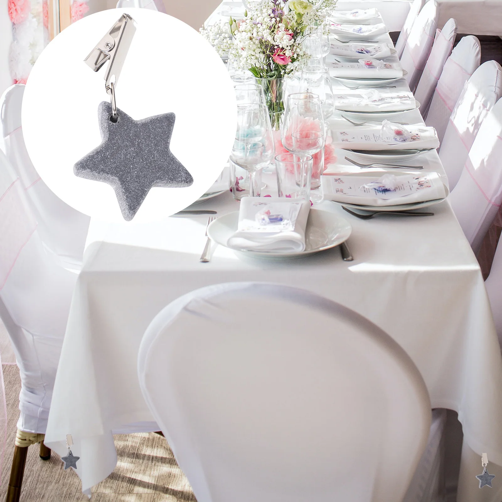 

4 Pcs Tablecloth Clips Reusable Round Grey Small Dining Room Decor Kitchen Bar Accessories Easy Install Remove Practical