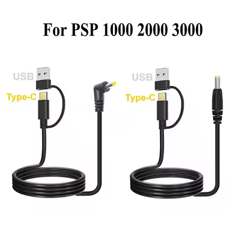 For PSP1000/2000/3000 Game USB C Type-C PD Charger Cable Cord Wire 2 in 1 USB Type C to DC 4.0x1.7mm Jack Plug Charging Line