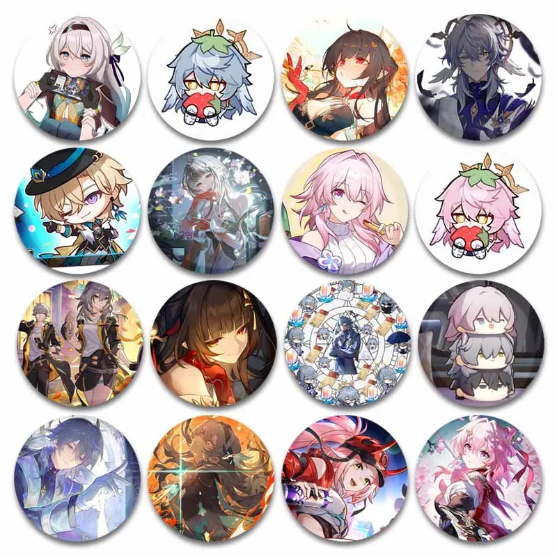 

Game Honkai:Star Rail Brooch Pins Cartoon Role Firefly Sparkle Robin Round Badge Tinplate Lapel Pin Jewelry Backpack Accessories