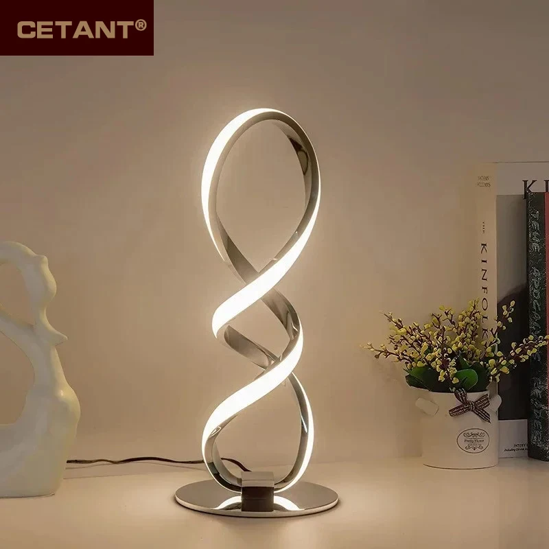 

CETANT LED Table Lamps Minimalist Lines Black White Lights For Study Makeup Desk Bedside Living Room Bar Decorative Fixtures