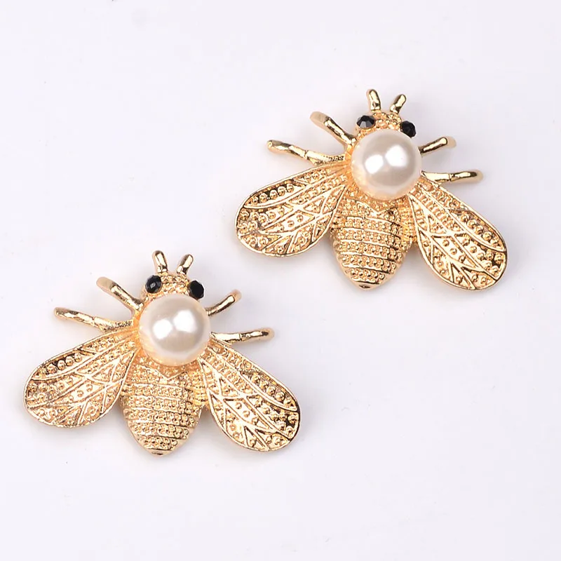 Engood 50Pcs Rhinestones Bee Pearl Buttons Sewing Trim & Embellishments Craft Buckles DIY Hair Accessories Phone Case Decoration