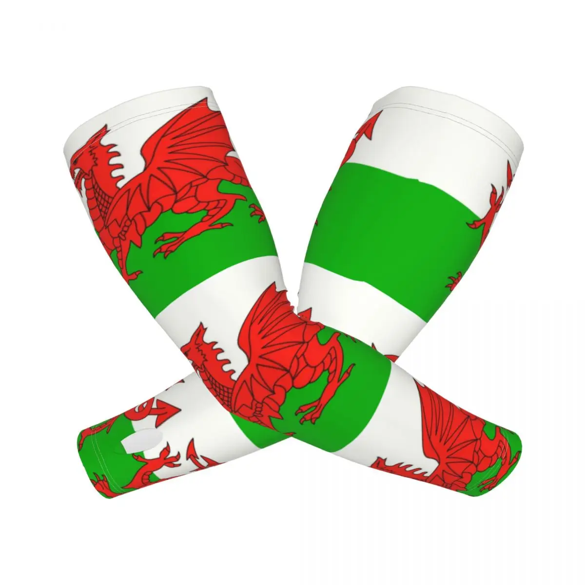 Custom Wales Flag Sports Compression Arm Sleeves Warmer Women Men Welsh Red Dragon Sun UV Protection Tattoo Cover Up for Fishing