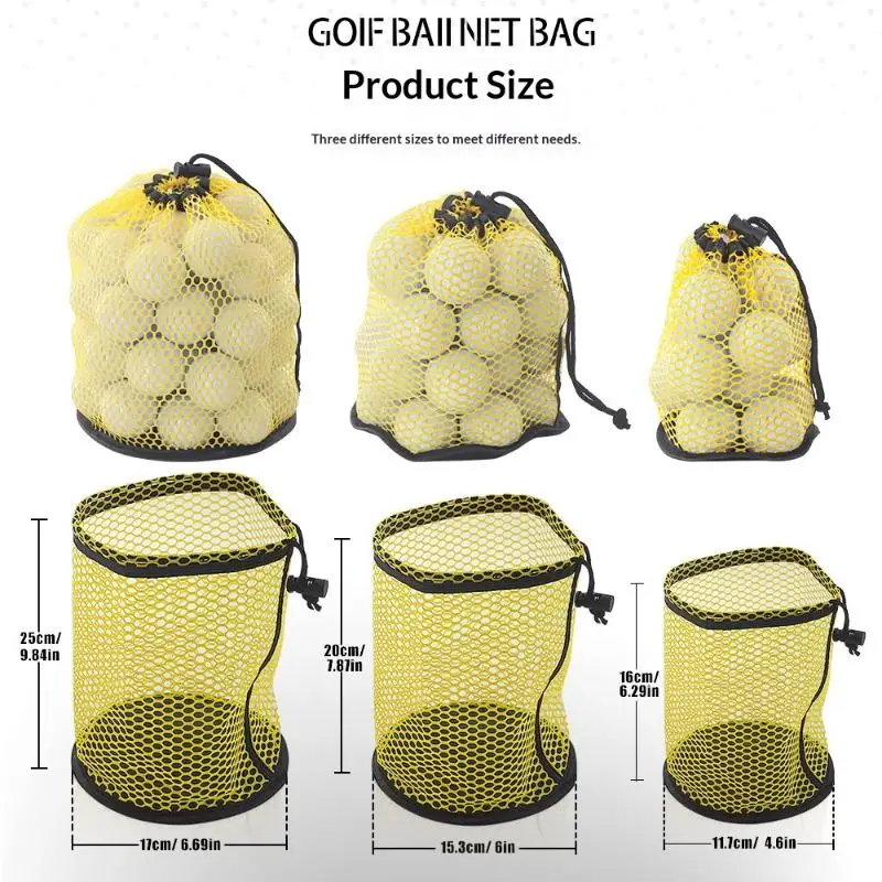 Golf Ball Drawstring Storage Bag Lightweight Mesh Net Pouch Hold 12/25/50 Balls for Outdoor Golf Practice Golfer Gifts