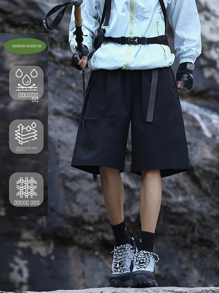 

Мужские летние тонкие спортивные брюки American Sle Qui Dry Workwear для активного отдыха, свободные повседневные брюки с прямыми штанинами и эластичным поясом